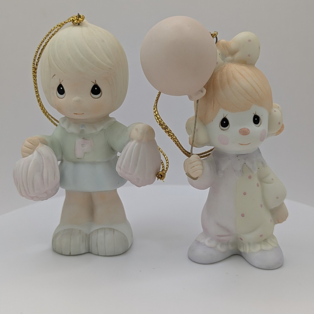 Vintage Precious Moments Clown Cheerleader Ornaments‎ 1985, 1988 Samuel Butcher